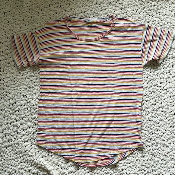 🌈 Madewell Whisper Cotton Crewneck Tee in Rainbow Stripe 🌈 - Picture 2 of 7